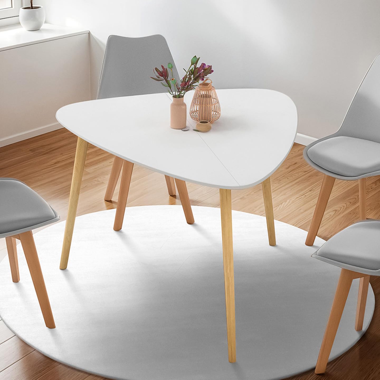IDMarket - Tavolo da pranzo GAIA 4 persone piano bianco gambe in legno 110 cm