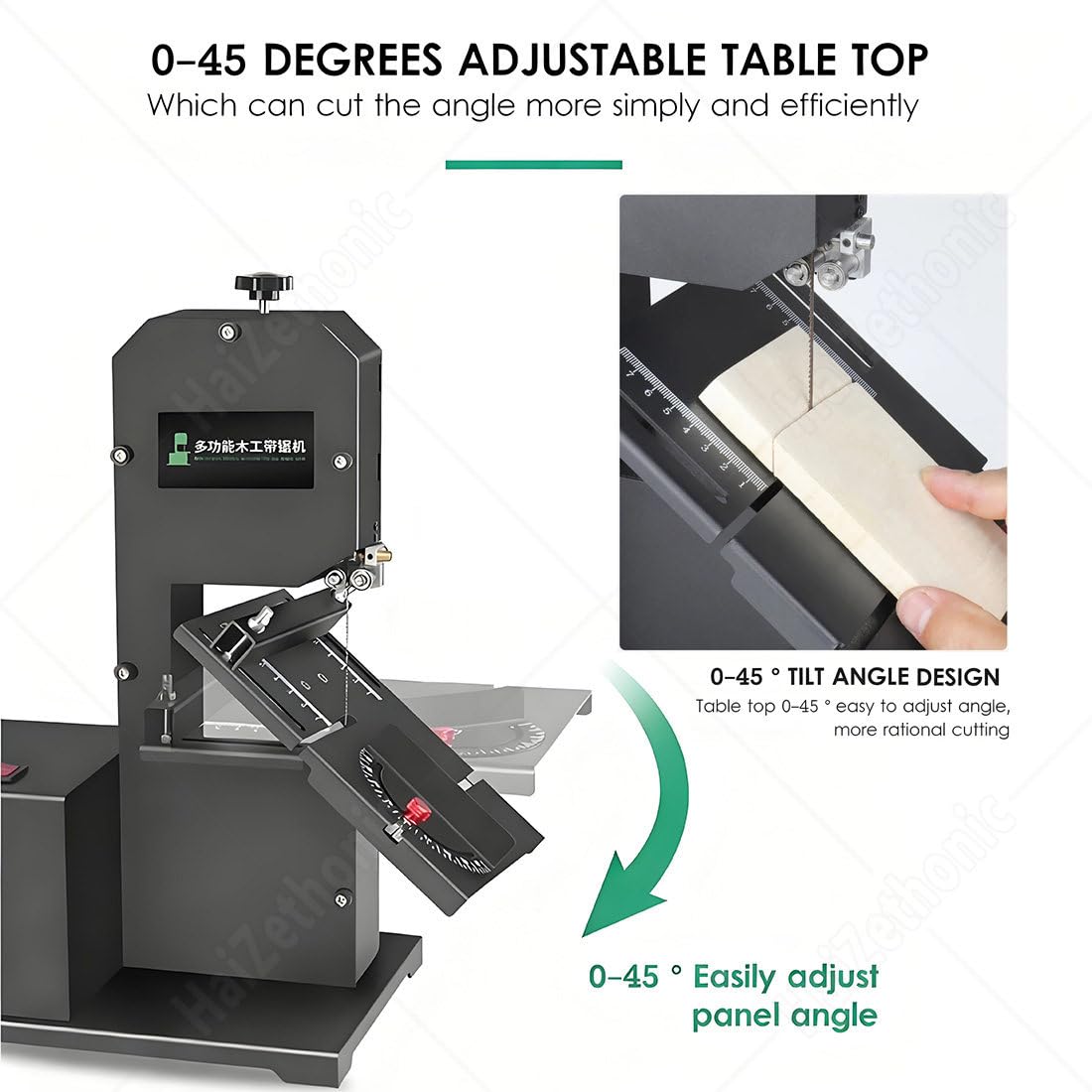 Sierra De Cinta De Sobremesa Profesional,Sierra De Cinta Multiusos Automática De 800 W, Cortes Rectos/Curvos/Arcos/Multiángulo, Ideal para Moler Y Pulir