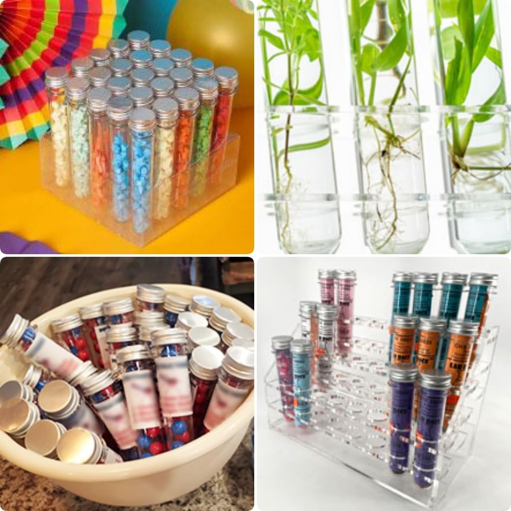 KAHEIGN 60 Piezas Tubos de Ensayo de Plástico 45ml con Gorras Transparentes para Especias Dulces