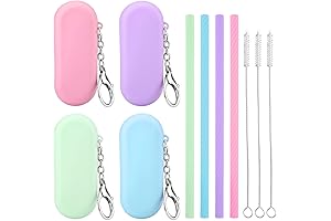 cobee 4 Folding Reusable Silicone Straws Kit