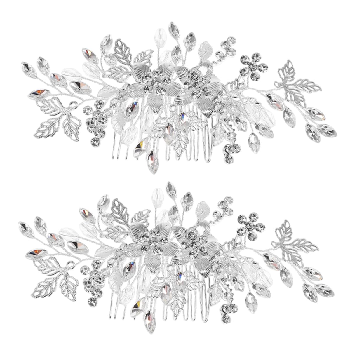 Beatifufu 2Pcs Rhinestone Wedding Hair Comb Dazzling Bridal Side Combs for Women Elegant Headwear with Secure Fit Wedding Hair Accessories for Brides