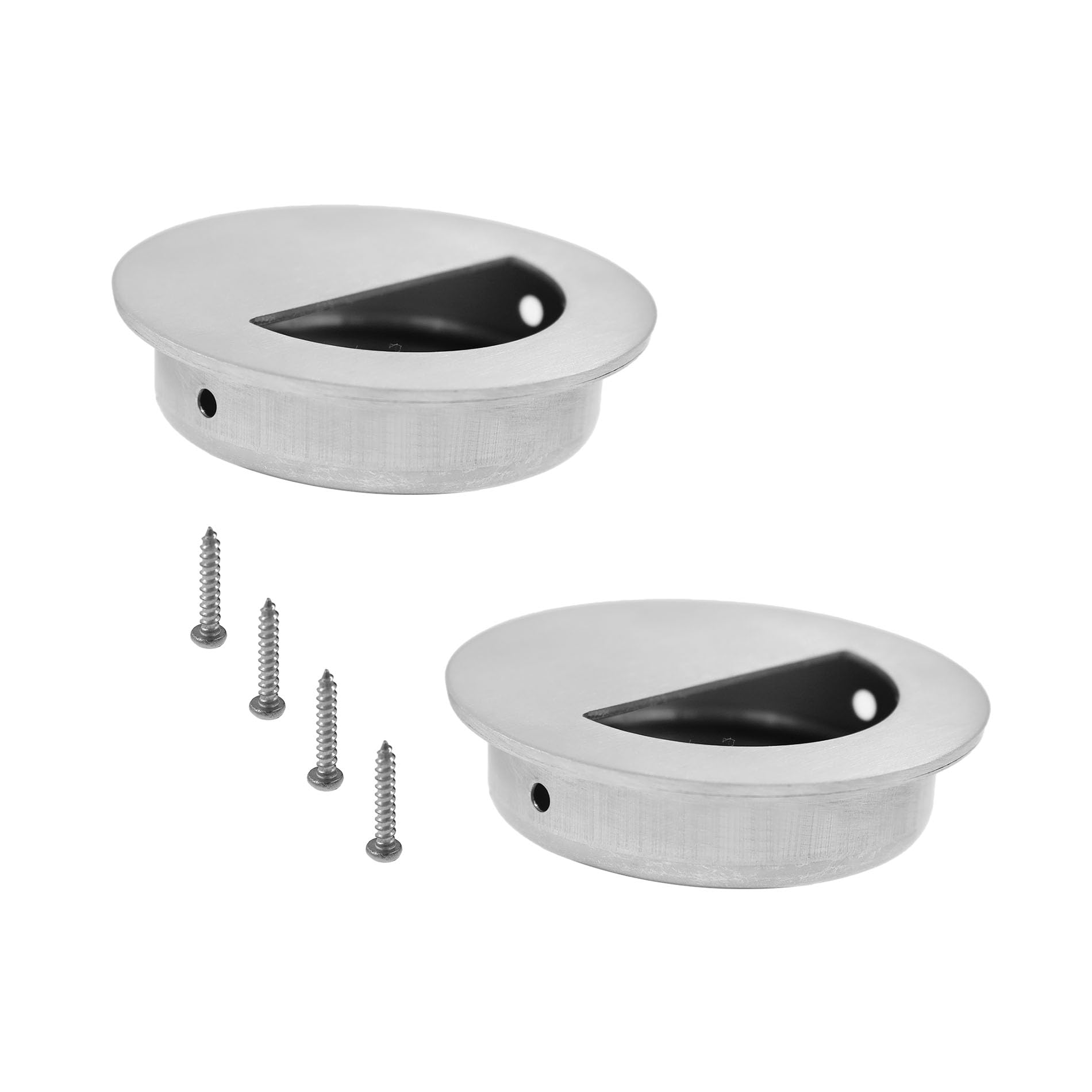 TTZEZE 2 Pack Closet Door Finger Pulls - Hidden Recessed Sliding/Pocket Door Pull Handle, Stainless Steel Round Closet Knob Flush Finger Cabinet Pull