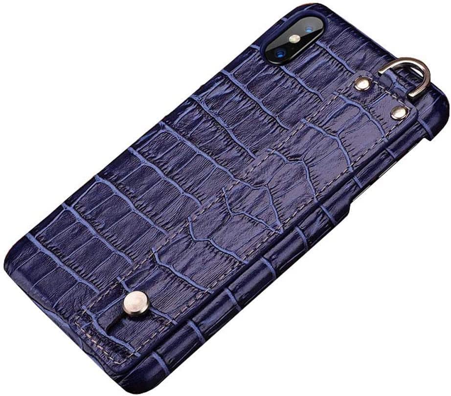 Couverture arrière de téléphone pour iPhone Xs Max en cuir bleu