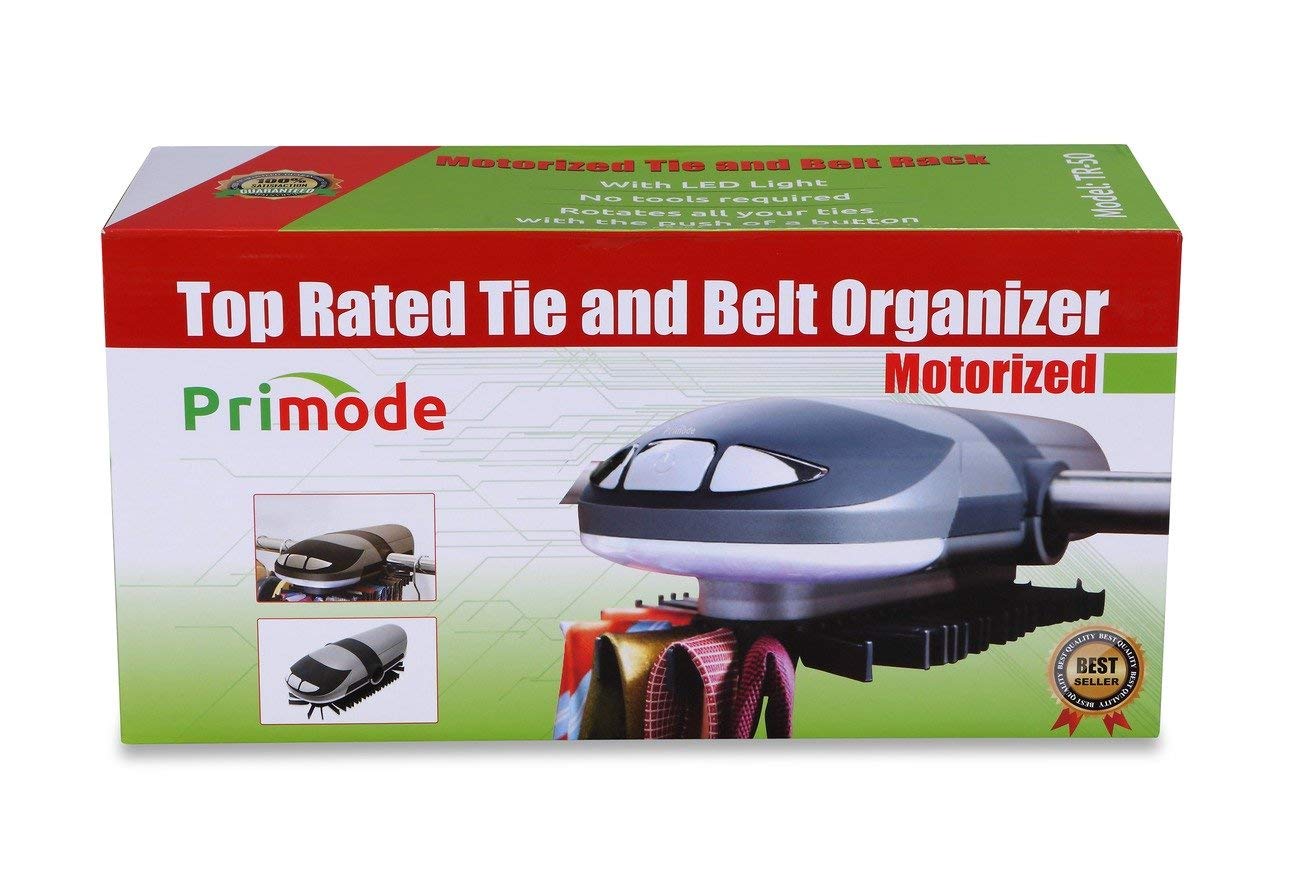 Primode Motorized Tie Rack Stores Up To 50 Ties Closet Organizer, Holds & Displays Up To 50