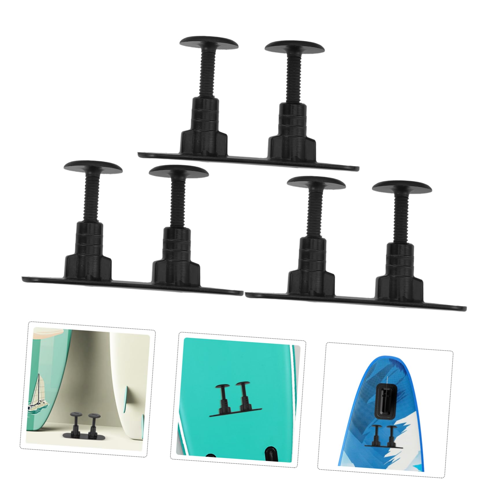 Set di Viti Nere in Mylon per Tavola da Paddle, Accessori per Surf con Chiave in Plastica, Kit Completo per Fissaggio Base e Timone, per Sport Acquatici