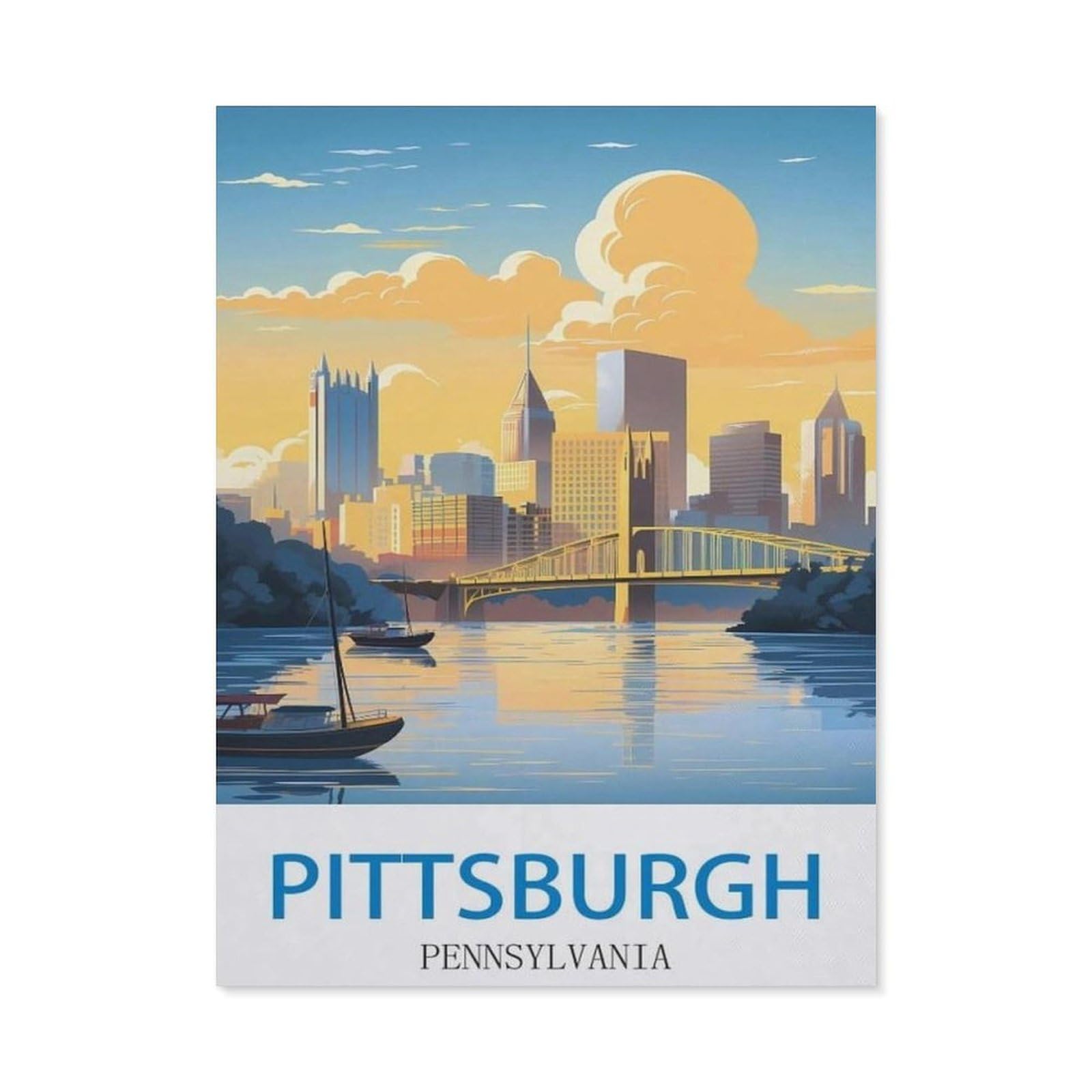 Funny Metal Tin Signs，Pittsburgh Pennsylvania，Bar Club Cave Home Kitchen Rustic Travel Metal Signs Wall Art Decor(15x30cm）6x12 inch-ED95