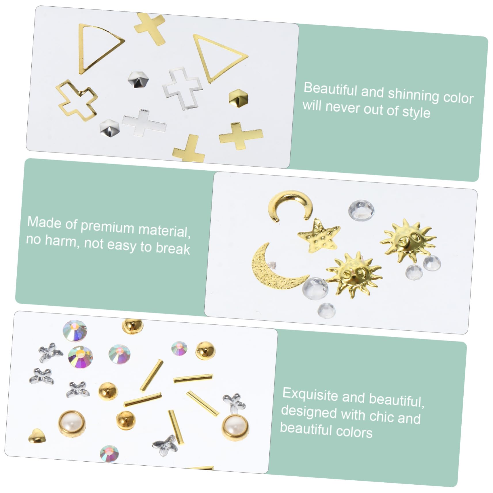 Beavorty 3 Set Di Gioielli Per Manicure in Lega Di Zinco Per Nail Art Borchie Con Rivetti Decorazioni Per Unghie Accessori Per Unghie Eleganti Decorazioni Per Manicure 9 Scatole*3