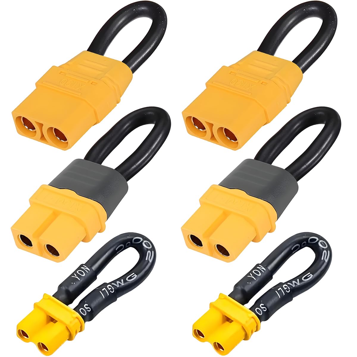 ZHUROUPU 6Pcs XT90/XT60/XT30 Female Short Circuit Connector, U-Shape PA66 Shell Bind Plug Loop Connector, Double Circuit to Single Circuit 2 Battery run on 1 Bat for RC Aircraft Drone Lipo Battery FPV