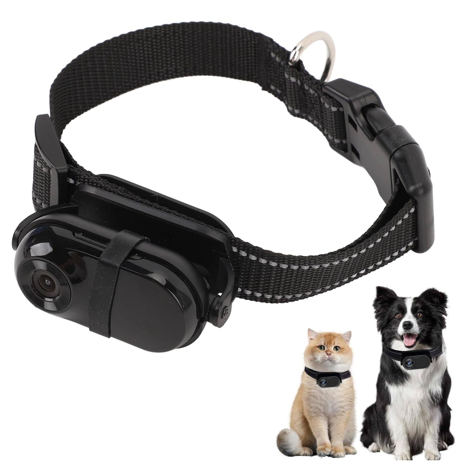 Jiawu Collar de Cámara para Gatos 1080P con Grabación de Vídeo, Cámara de Collar para Gatos con ángulo Ajustable de 315°, Collar de Seguimiento para Perros de Gran Angular de 130° (32GB)