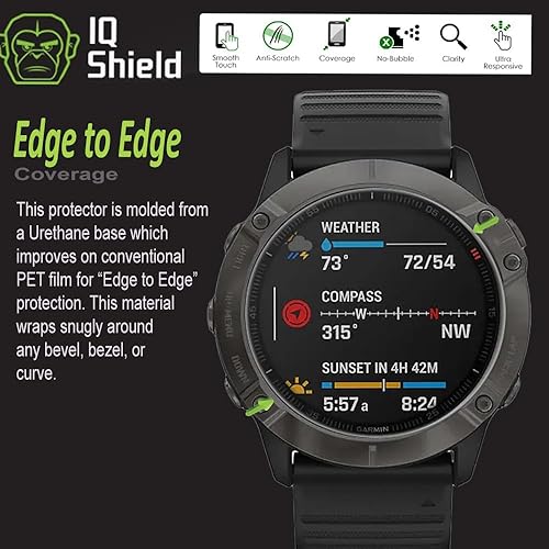Miniatura 6 de IQShield Protector de pantalla compatible con Garmin Fenix 6S  Fenix 6S ProFenix 6S SapphireFenix 6S Pro Solar (paquete de 6) película de TPU