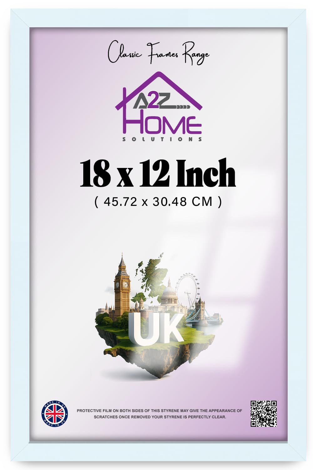 A2Z Home SolutionsÂź Photo Poster Display Wall Hanging White Frame 18 x 12 Inches For Print Picture With Clear Perspex 30x15mm Moulding Mounting Hooks MDF backboard
