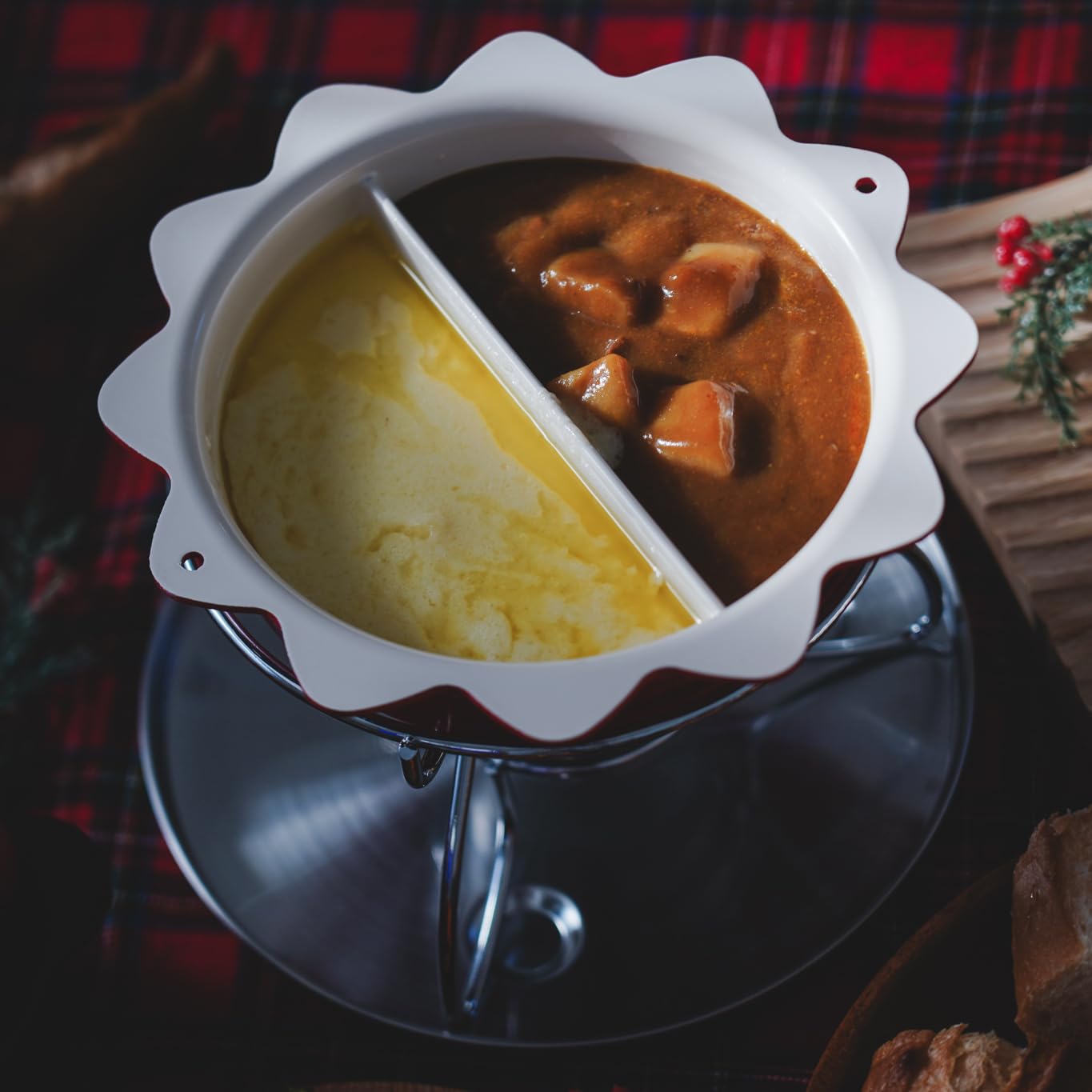 Amazon.co.jp: パール金属 フォンデュ鍋 フォンデュパン セット 仕切付