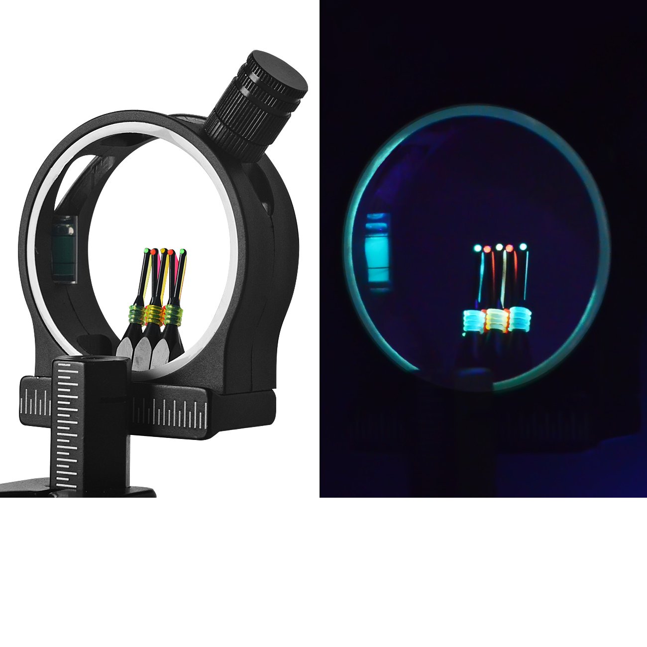 Broche De Visée ELF Pour Arc Recourbé - 1 Point Rouge Sur Fil Noir - Filetage 8/32 - Fabriqué En Corée