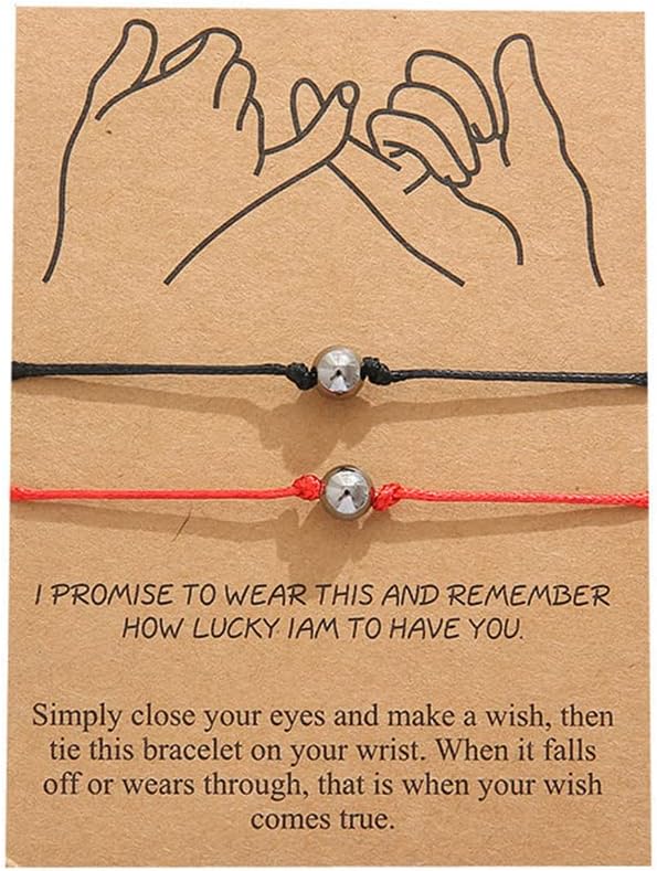 Chengxun Promise Distance Matching Adjustable Friendship Couple Bracelet Simple Round Bead Spherical Braided Hand Rope Bracelets