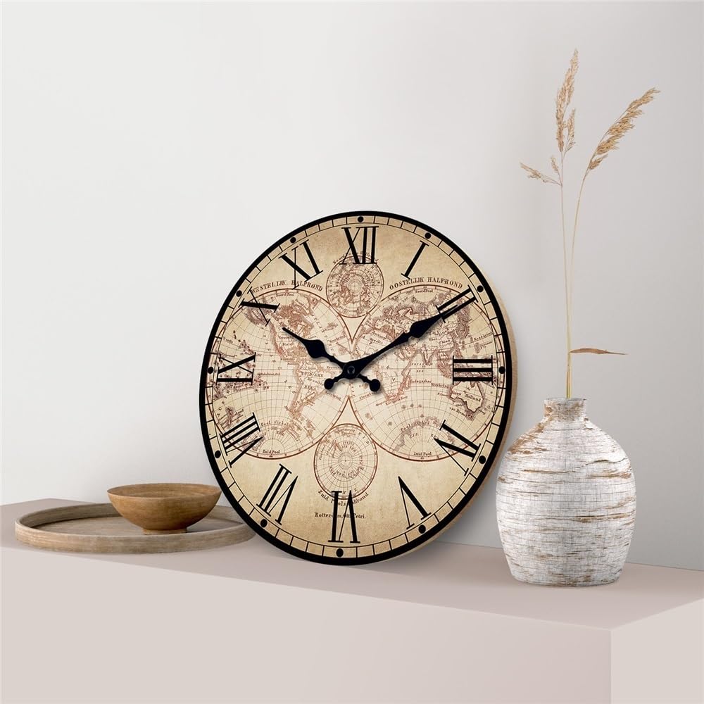 DFHS46JK Wall Decor Exquisite Retro Style Wall Clock with No Ticking Sound Silent, Living Room Bedroom Decoration for living room decor(12 Inch)
