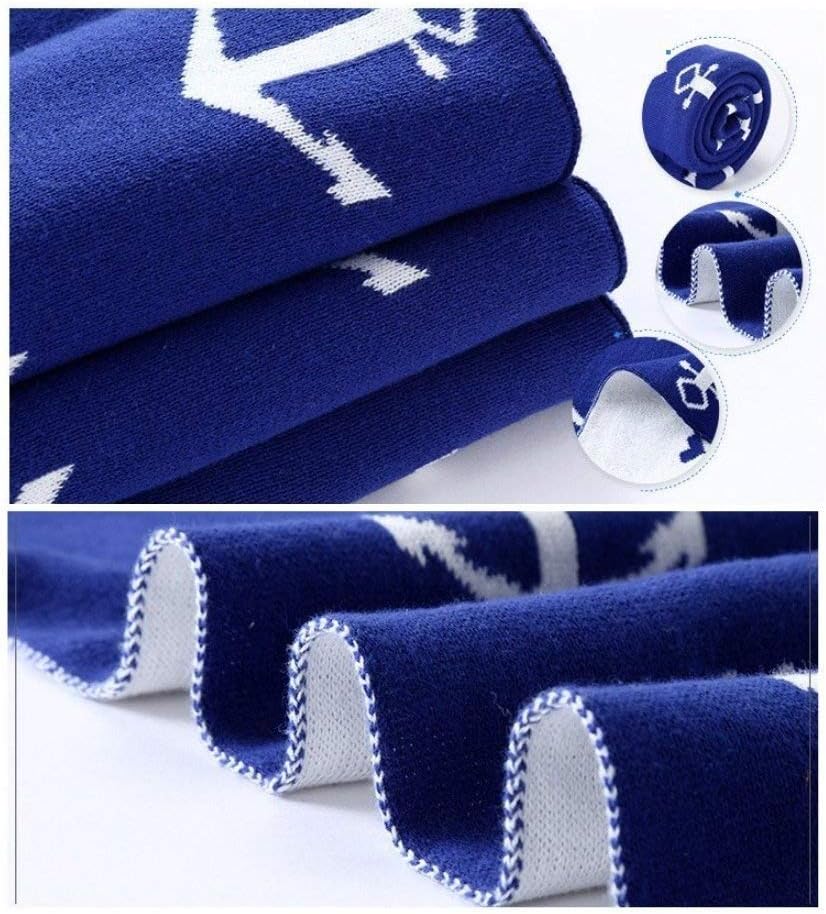 Brandream Reversible Anchor Cotton Baby Blanket Nautical Nursery Crib Blanket Double Layer Blue White Breathable BabyToddler Blanket for Boys Girls, 30"x40"