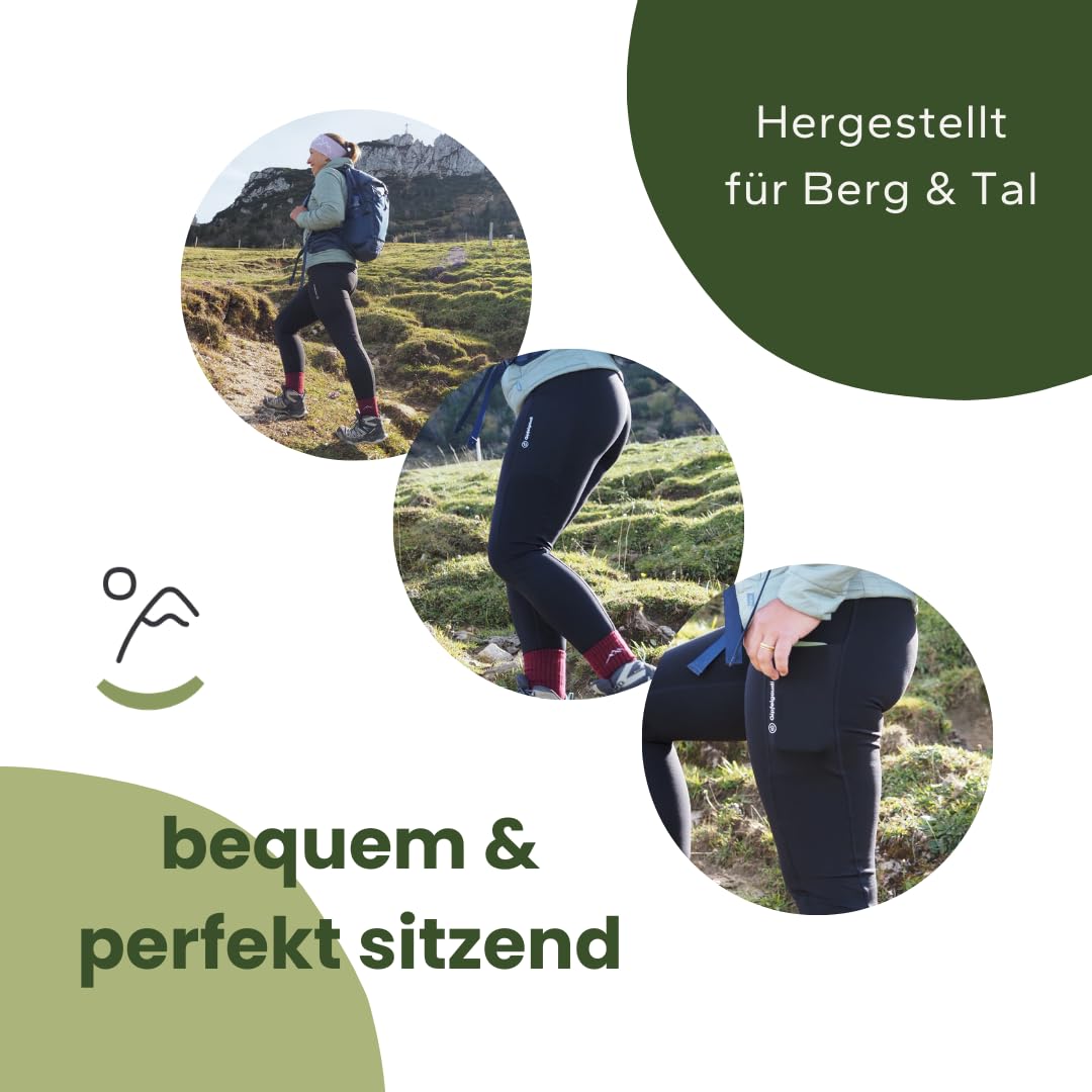 Gipfelgaudi Wanderleggings Damen – Blickdichte High Waist Outdoor Leggings mit Taschen | Atmungsaktiv, elastisch & rutschfest