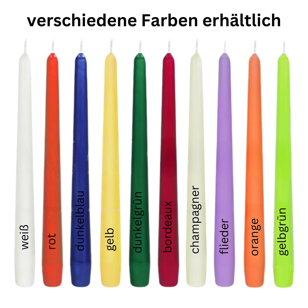 HORECA - Lot de 10 bougies coniques - Jaunes - Bougies décoratives pour la maison - Durée de combustion : 8 heures - Bougies festives pour fête, mariage et autres occasions