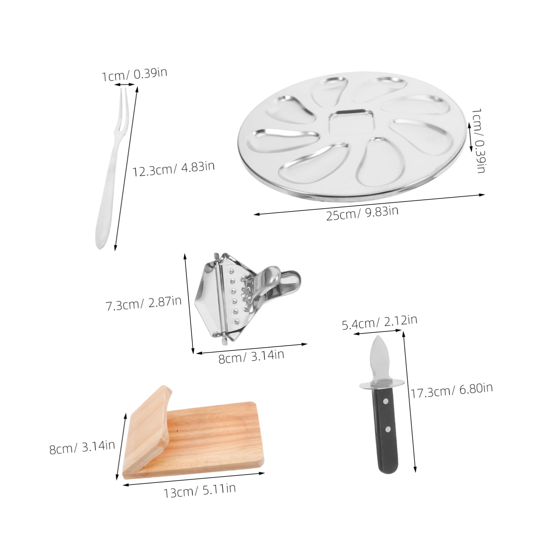 10 Pièces Doutils INOX pour Huîtres avec Fourchettes Pince à et Plateau de Service Kit Pratique pour Préparation de Fruits de Mer à et Restauration