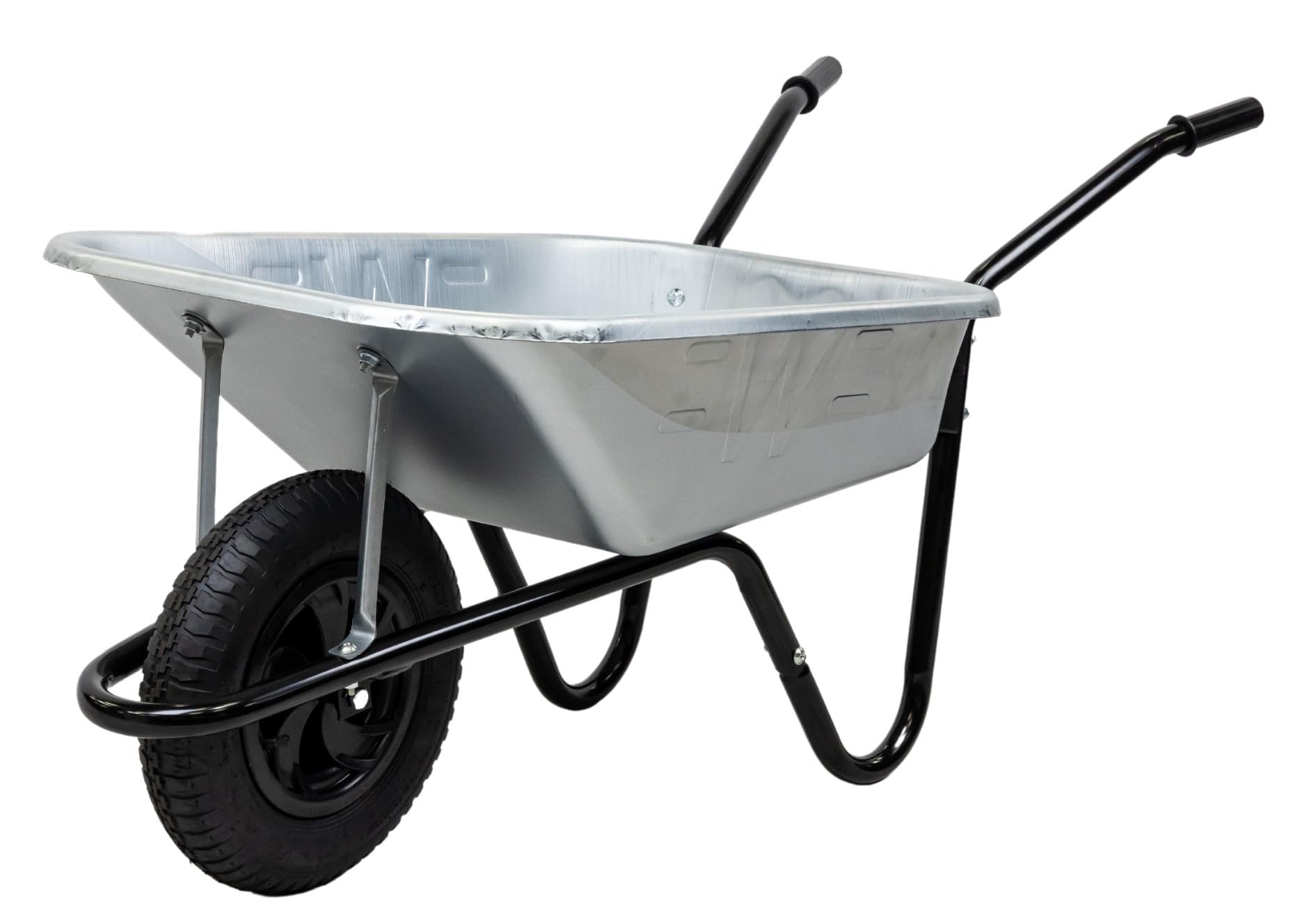 Barrow in a Box Builder 90L Galvanised Wheelbarrow, The Walsall Wheelbarrow Company, Heavy Duty Steel Wheelbarrow with Pneumatic Tyre
