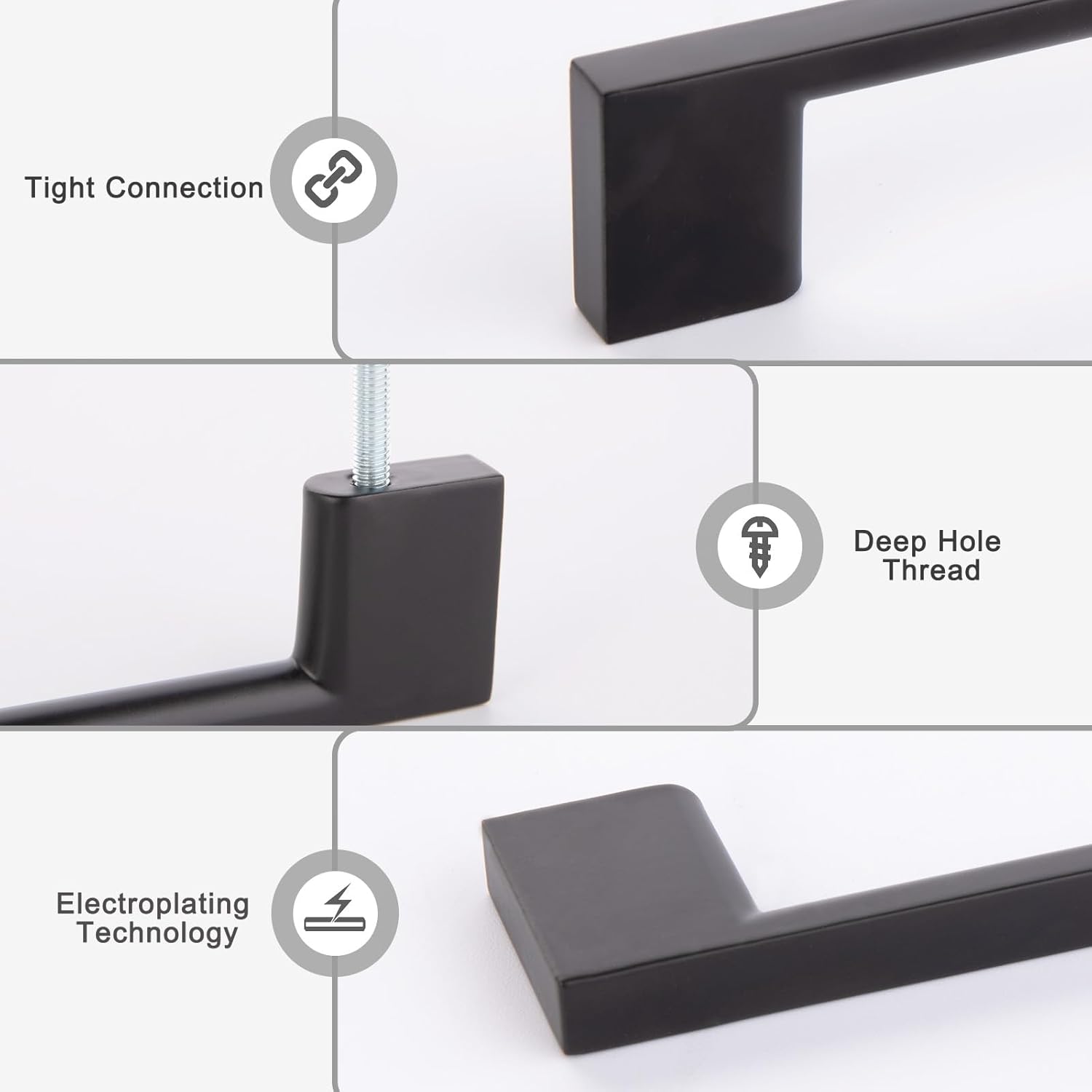 2 Pack 5 Inch Black Cabinet Pulls, Aluminum Alloy Drawer Handles for Kitchen, Dresser, Closet (Modern Matte Finish)