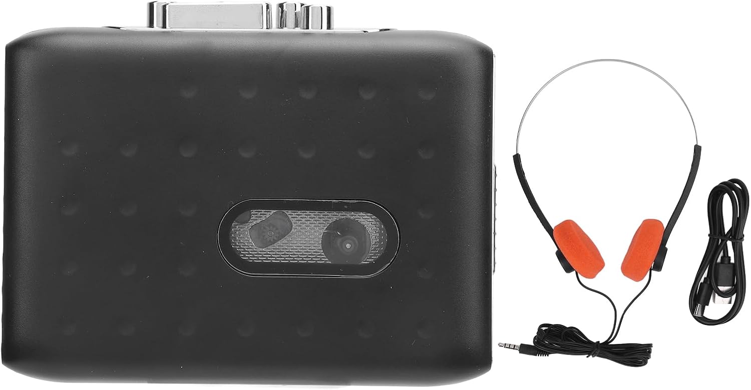 Portable Cassette Tape Recorder Player, USB C Cassette to MP3 Converter with Headphone Jack, Built in Microphone for Recording, Reverse Playback Function, Lightweight