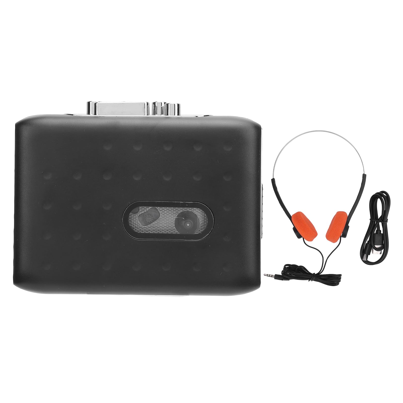 Player de Cassette Portátil Cassette USB C para Convertidor MP3 con Grabadora de Micrófono Incorporada y Auriculares Jack Negro