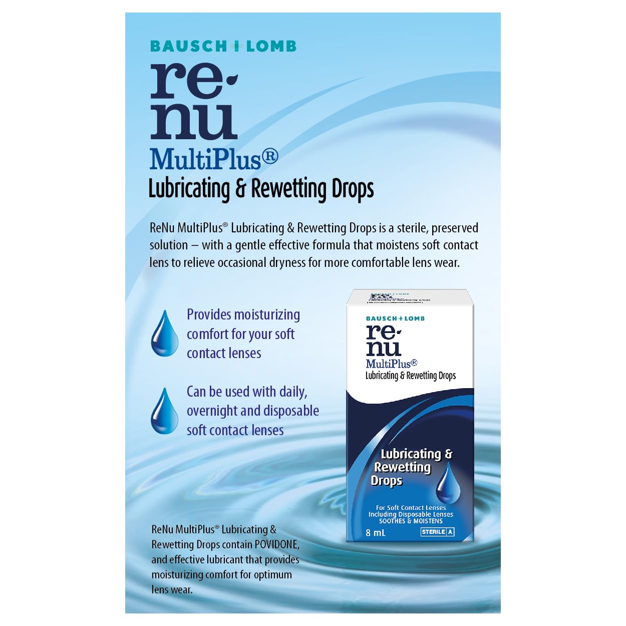 Bausch + Lomb ReNu Rewetting Drops for Contact Lenses 8ml (Pack of 1) 3