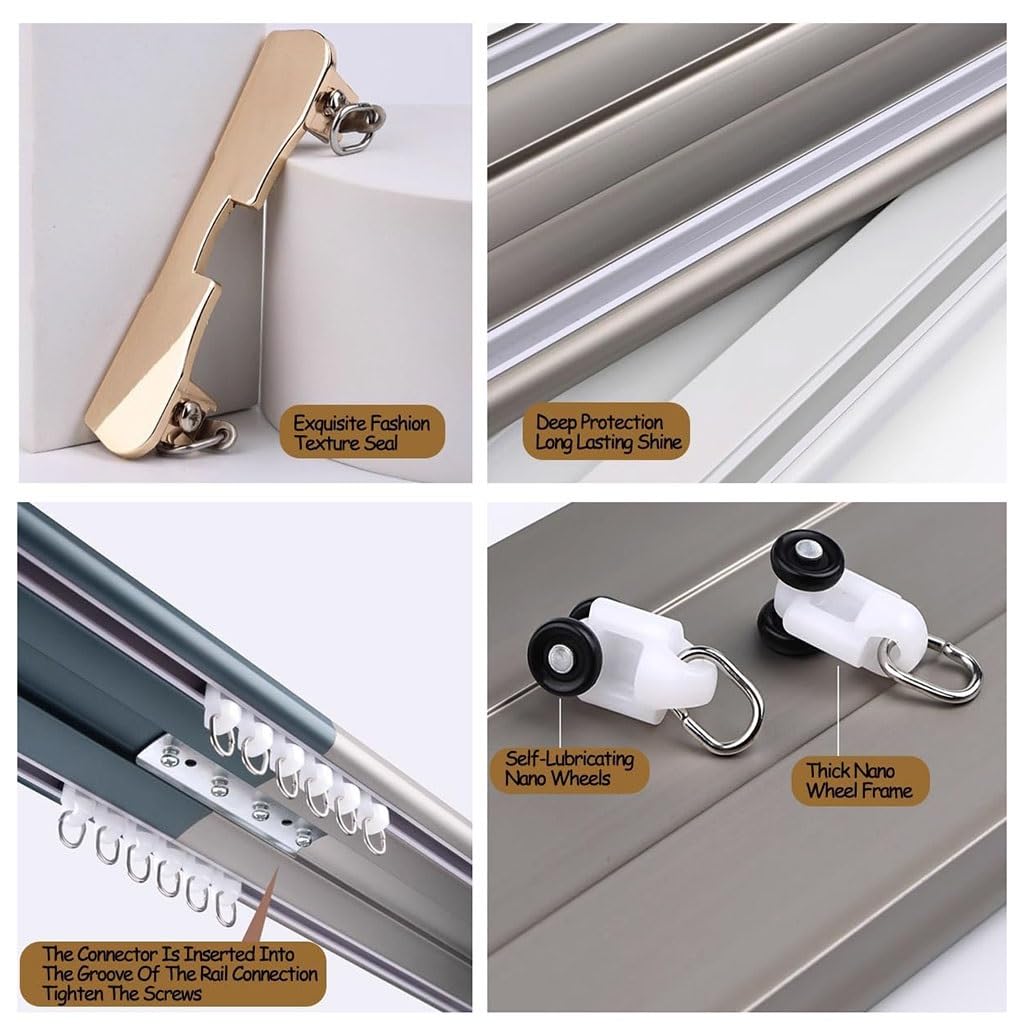 Riel deslizante ajustable de aluminio doble para techo para separadores de habitaciones y s (1,5 m a 3,8 m), ideal para dormitorio y sala de estar (1,30 m)