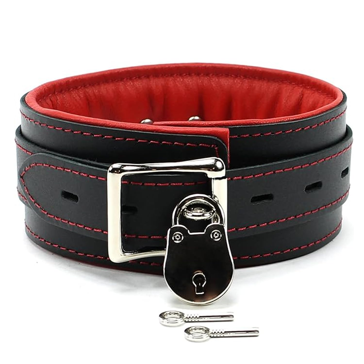 VP Leather Macon Latigo Leather Lambskin Handcrafted Padded Collar (Small, Red)