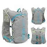 Mochila Chaleco de hidratación ligera con botella de 500 ml, ideal para senderismo, senderos, carreras, ciclismo y maratones, para hombres y mujeres. (Gris, Criterios)