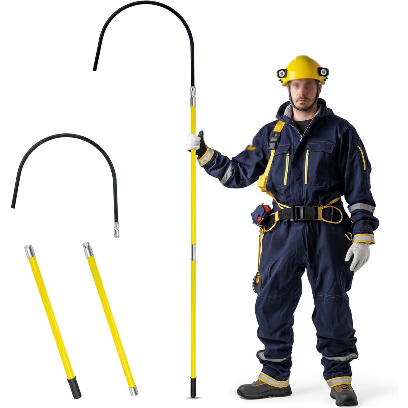 JKJZSALJ Safety Rescue Hook,High Voltage Insulated Rescue Hook, Telescopic 10Kv/35Kv Electrician Safety Tool, Anti-Electrocution 1M-3M Lengths, Fire Rescue Hook For Electrical Safety,6.5ft/2m