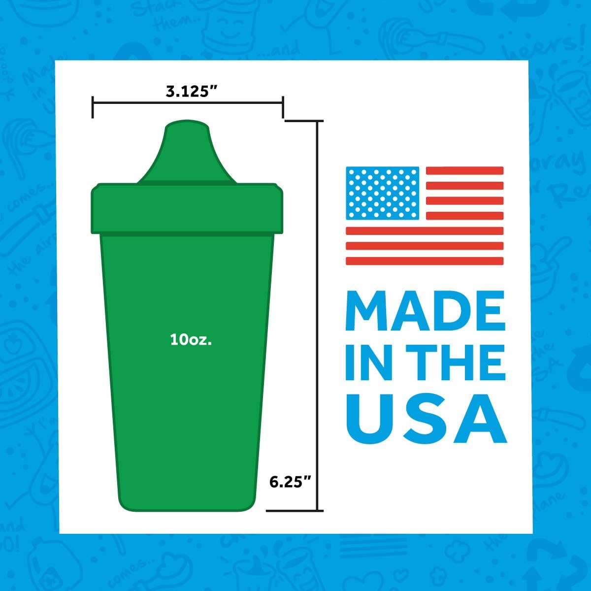RE-PLAY 4pk - 10 oz. No Spill Sippy Cups for Baby, Toddler, and Child Feeding in Sky Blue, Aqua, Navy Blue and Teal | BPA Free | Made in USA from Eco Friendly Recycled Milk Jugs | True Blue+ : Baby