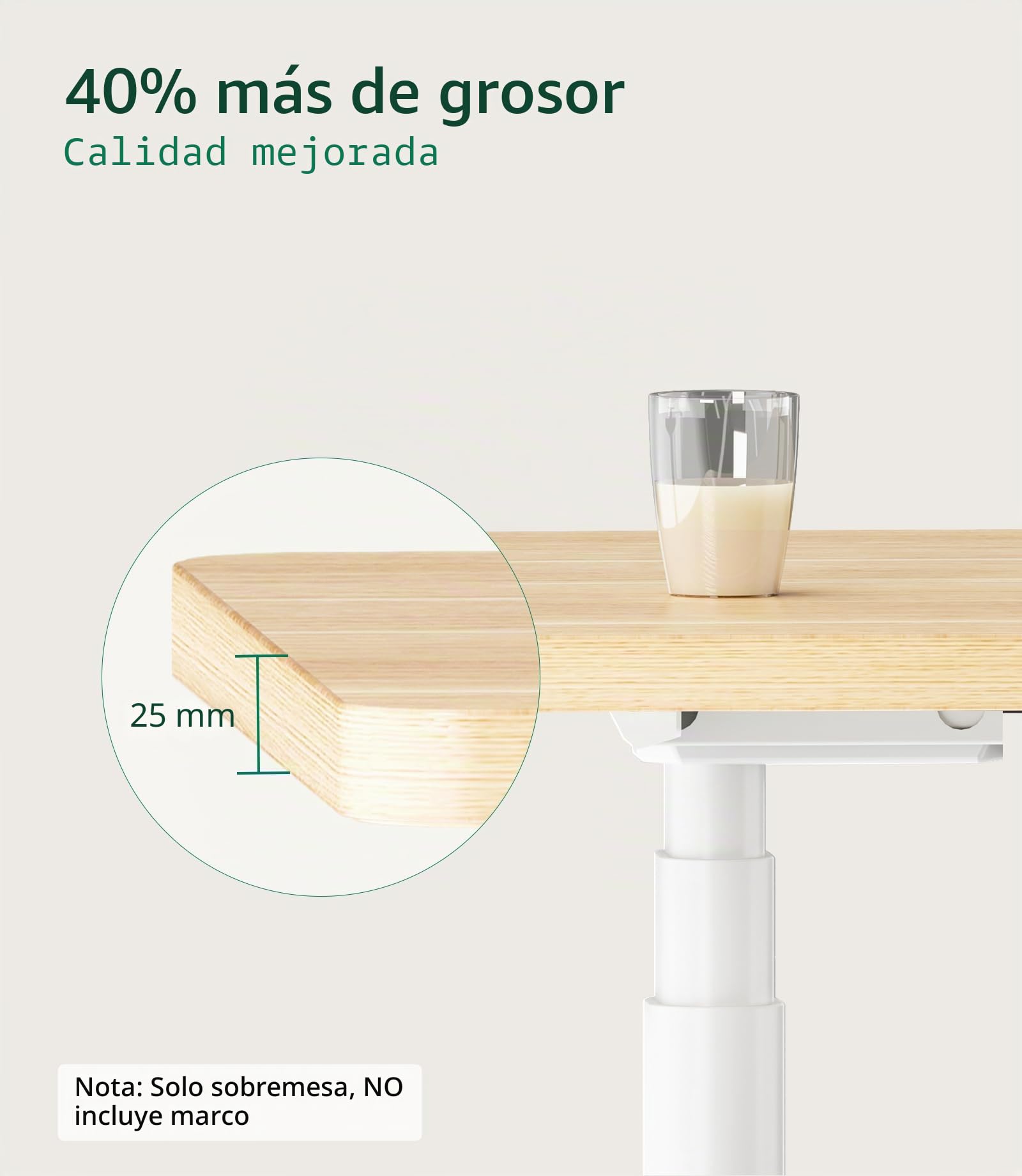 MAIDeSITe Mesa de sobremesa, Escritorio para Escritorio eléctrico de pie Ajustable en Altura, 140 x 70 x 2,5 cm