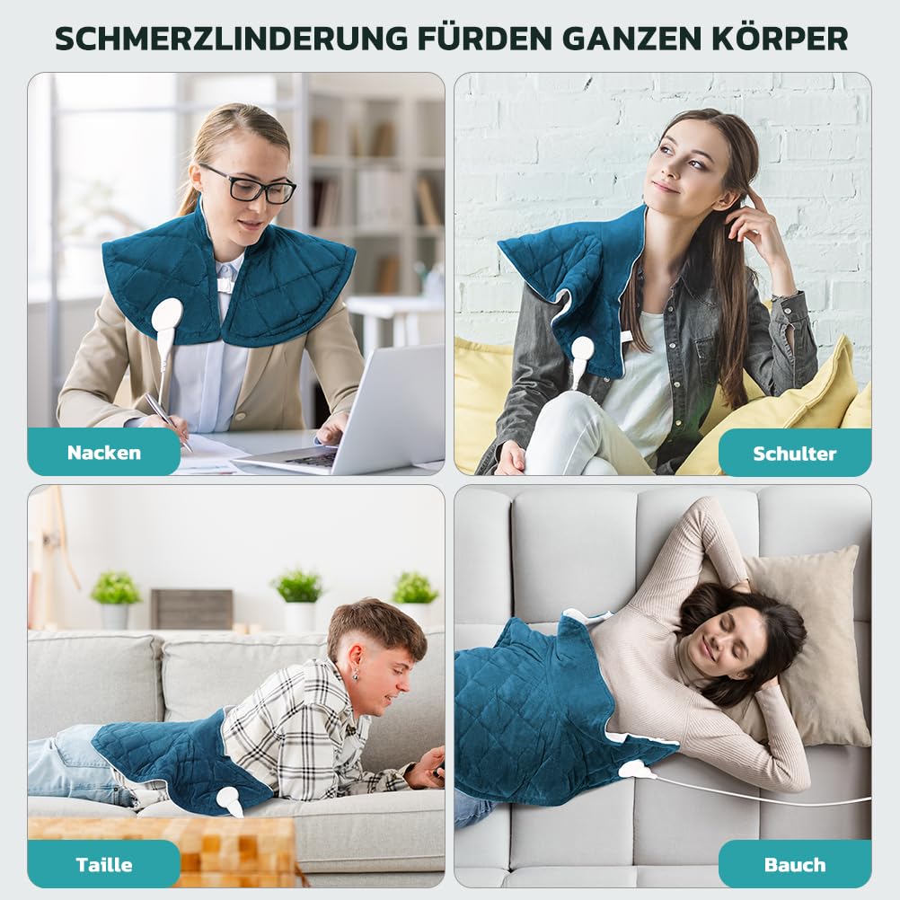 Gewichtetes Heizkissen für Nacken Schulter, Automatische Timer Abschaltung, 5 Temperaturstufen Nackenwärmer Schulterwärmer Waschbar, Wärmekissen Nacken Schulter Für Mütter, Frauen, Mama, Papa