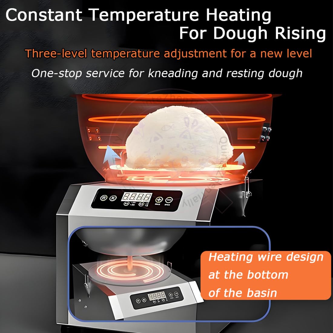Impastatrice Commerciale Elettrica 2200 W,Impastatrices Professionale Farina,Impastatrice Spirale,con Funzione Temporizzazione & Riscaldamento,per Preparazione Impasto Pizza 5kg