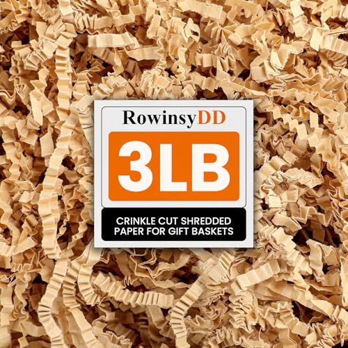 RowinsyDD 3LB Kraft Crinkle Paper Filler Brown Cut Shredded Paper for Gift Baskets Packaging Wrapping Cushion Stuffing Box Filler for Easter Christmas Wedding Birthday Bridesmaid