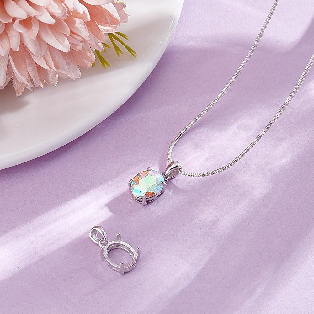 UNICRAFTALE 2Pcs 925 Sterling Silver Claw Setting Pendant Blank Charms Platinum Basket Pendant Prongs Mounting Bezel Cups Charms for DIY Necklace Jewelry Making