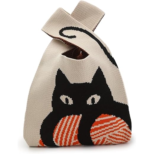 Kawn Crochet Wrist Handbag Portable Casual Tote