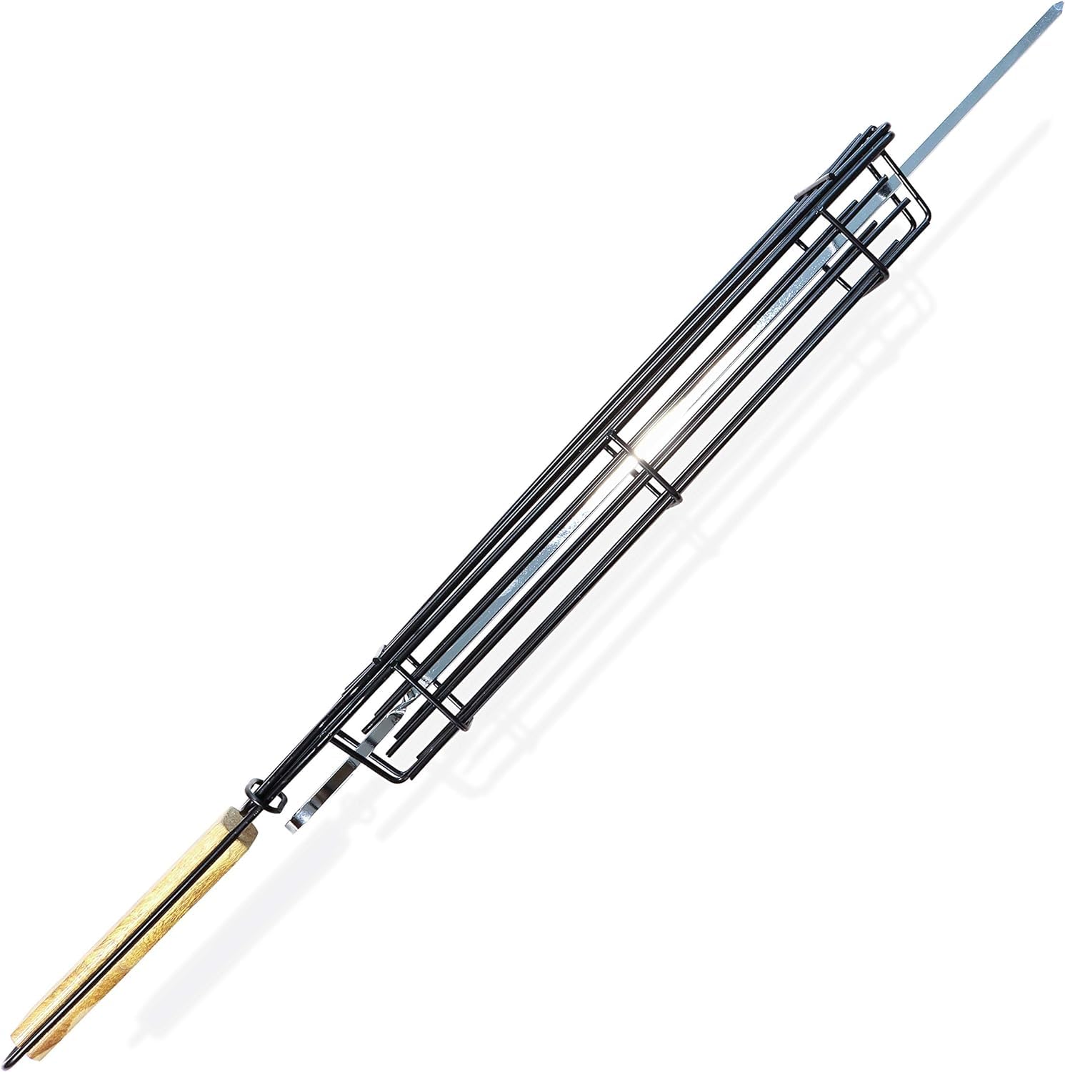 Katai - Ensemble de 8 paniers de grillade pour barbecue extérieur - 4 paniers en métal pour grill, 4 brochettes plates pour légumes, viande, poisson et kebab