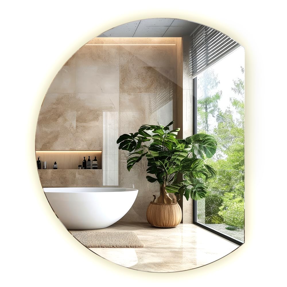 Tulup LED Luce Freddo colorata Premium Specchio semirotondo da parete 60 cm