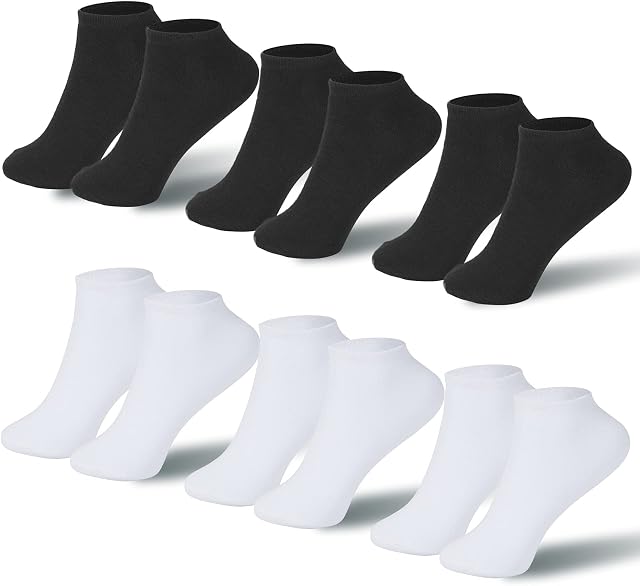 ACWOO Ankle Socks, 6 Pairs Athletic Ankle Socks, Cotton Trainer Sports Socks, Breathable Running Socks for Men Women Ladies, Non-Slip Low Cut Short Socks for Casual and Athletic Wear
