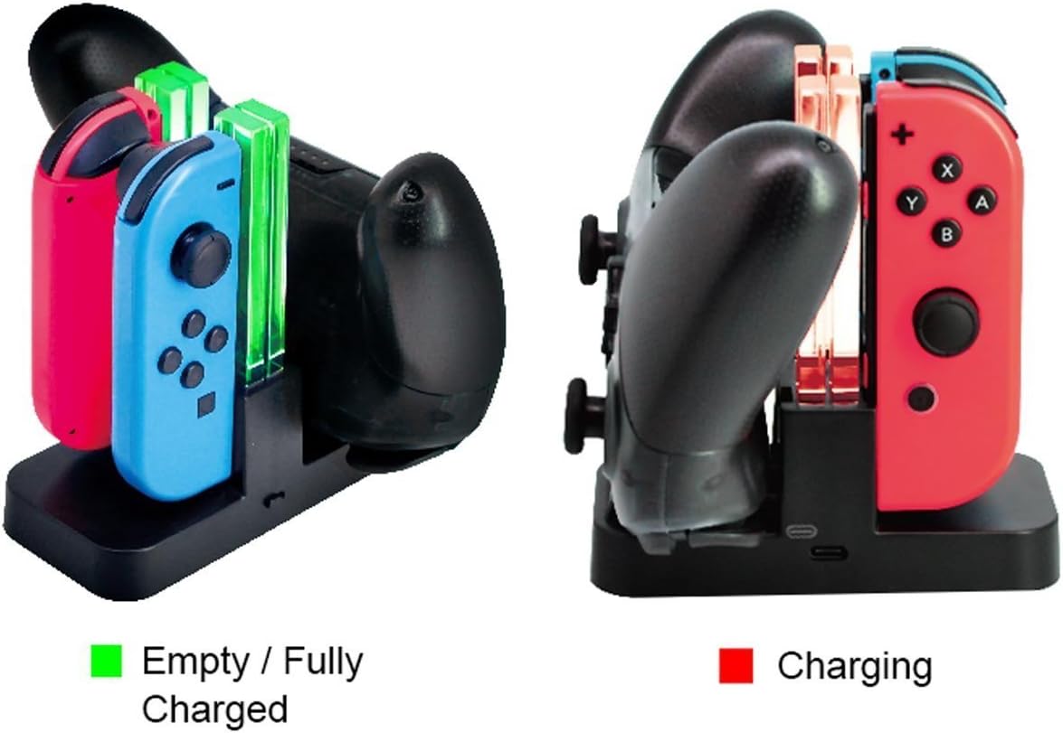 Whiteoak Pro Controller Charger for Nintendo Switch Joy-Con Charging Dock Station Stand with LED Charging Indicator, [Upgrade Version] with Free Type C Cable