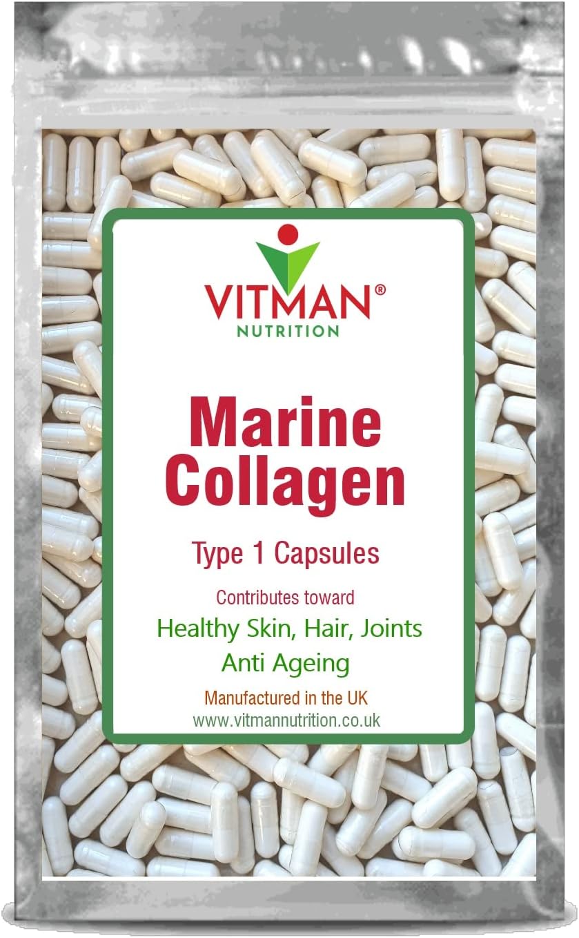 Marine Collagen Capsules 600mg High Strength Hair, Skin and Joint