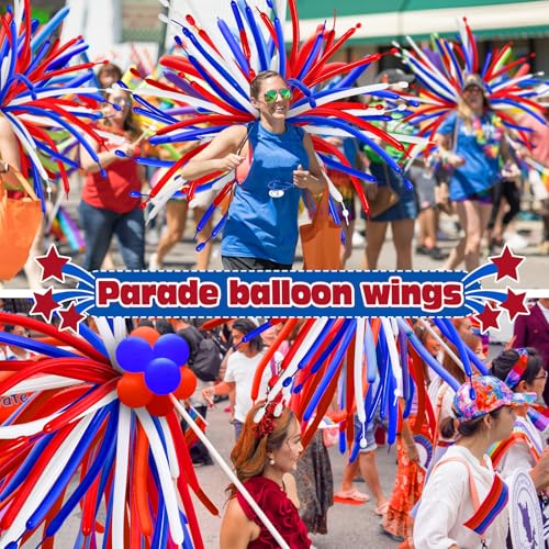 Image of 200 Pcs 4th of July Party Decoration 260Q Long Latex Balloons 250th Anniversary USA Patriotic DIY Decoration Red Blue White Balloons for American Patriotic Party Supplies (4th of July)