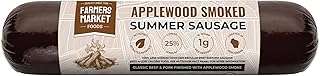 Farmers Market Foods Applewood Smoked Summer Sausage – Clean Label, Wisconsin Made, Nitrate & Nitrite Free, Gluten Free, High Protein, Low Carb, Low Sodium, Shelf Stable Snack – 5oz