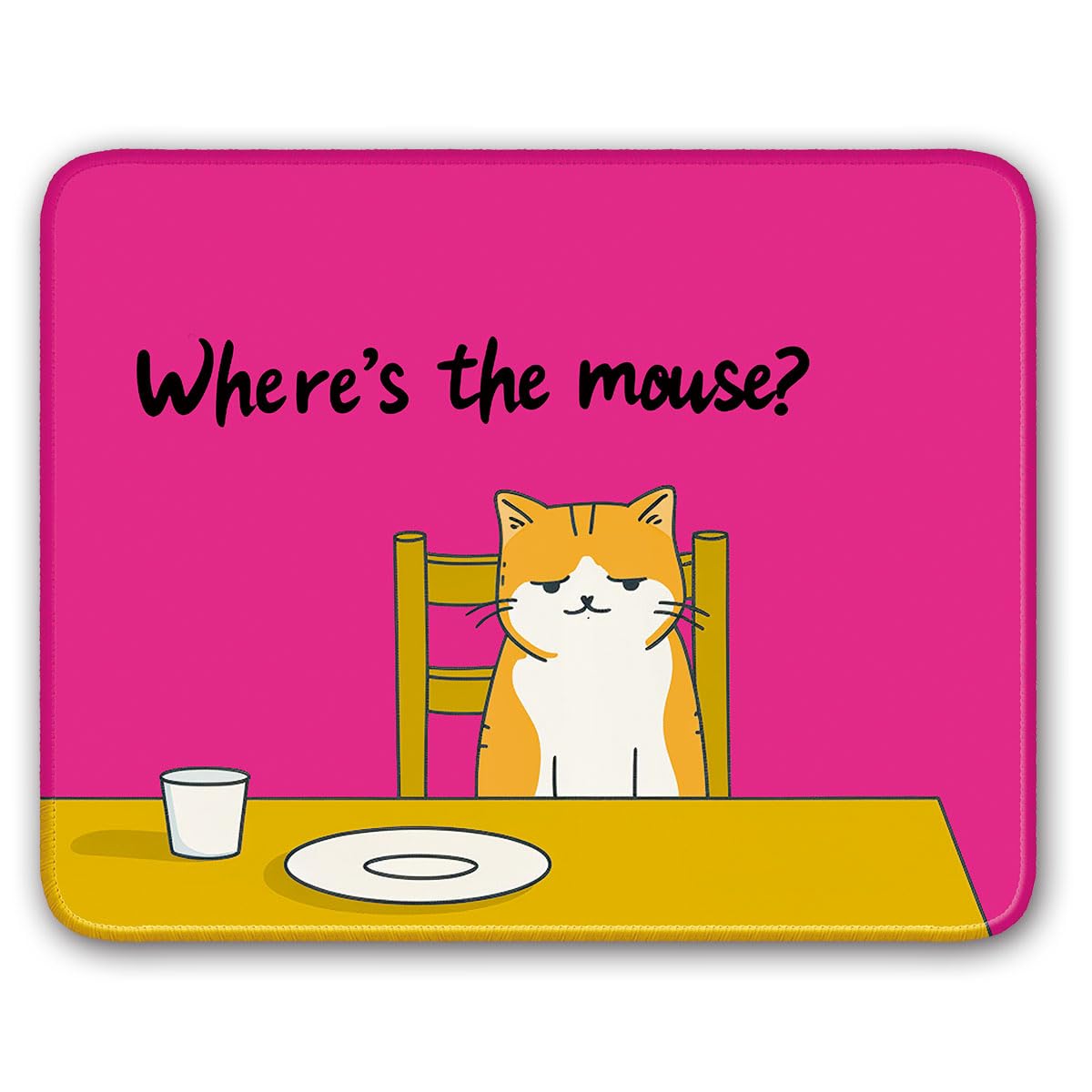 Flodirise Non-Slip Mouse Pad Small Mousepad for Computer, Laptop, Gamer, Cat Pattern, Hot Pink, 8x10 inch