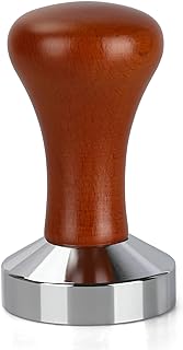 51mm Espresso Tamper-Premium Barista Coffee Tamper Coffee Tamper Classic Series Stainless Steel Espresso Tamper Coffee Press Tool Tamper Espresso Handle, 90x51mm, Solid wood, Stainless steel