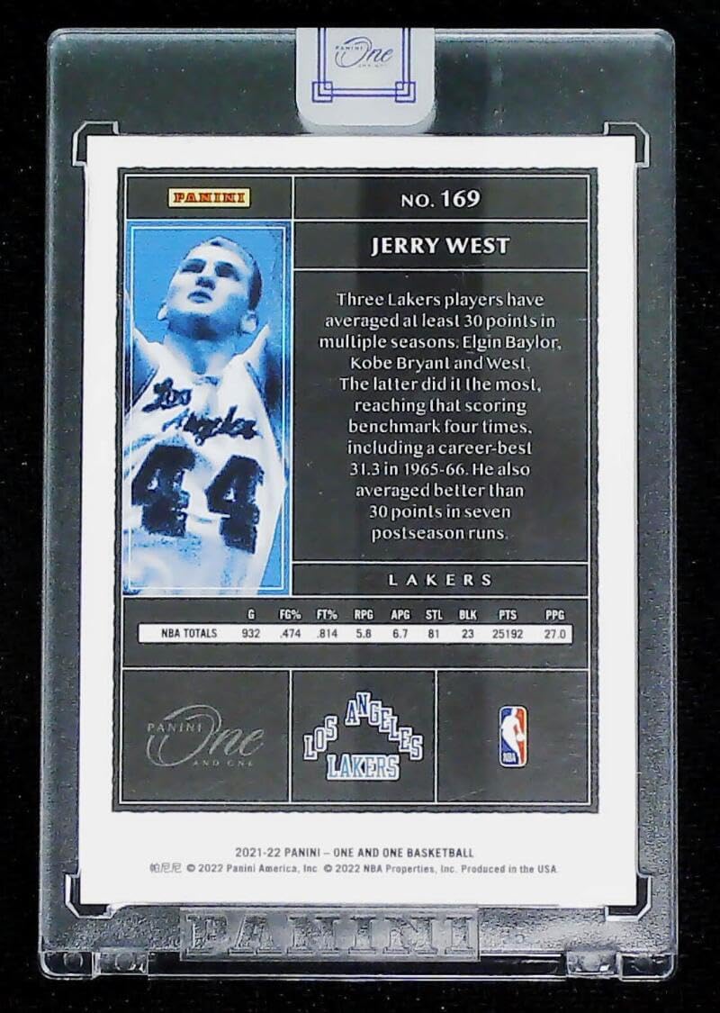2021-22 Panini One and One #169 Jerry West Legends 53/99 Los Angeles Lakers NBA Basketball Trading Card
