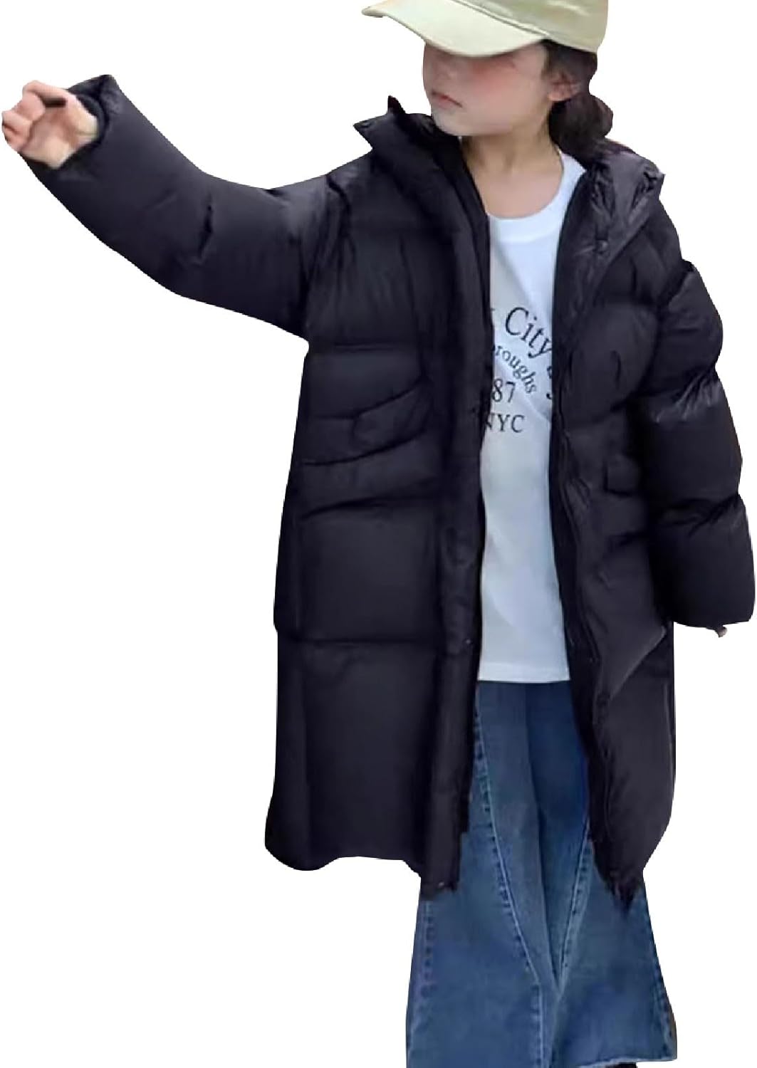 Girls Long Puffer Parka Warm Winter Coat Thicken Down Jacket Hooded Waterproof Windproof Outerwear Snow Coats Jackets